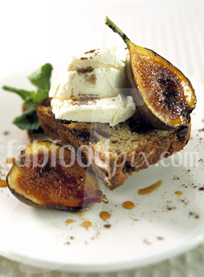 Baked fig on Panetone photo