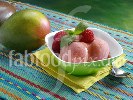 Mango raspberry sorbet photo