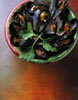 mussels on orange photo